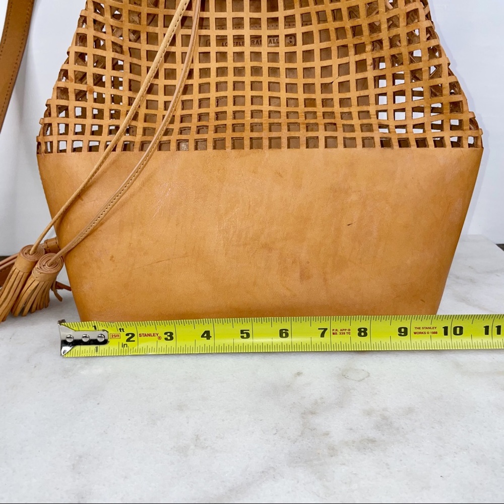 Loeffler Randall Camel Brown Leather Perforated Tassel Backpack - Picture 13 of 15